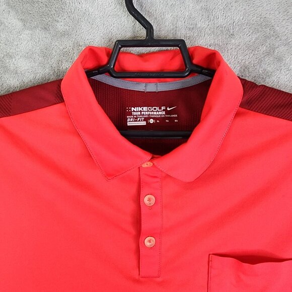 Mens Red Burgundy Nike Golf Tour Performance Polo Shirt Short Sleeve Dri Fit XL - Picture 4 of 10
